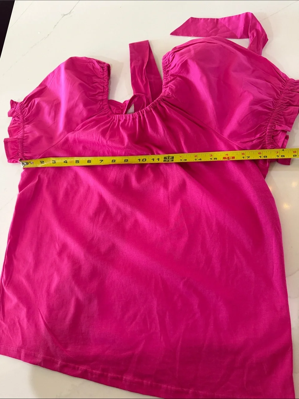 J. Crew Fuchsia Gathered-Neck Short Sleeve Summer Top Size SM 100%Cotton